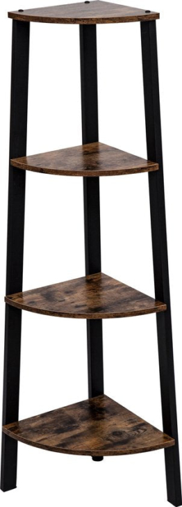 Eck-Bücherregal Stabiles Metall Holz Industrie Design Bücherregal 125 cm hoch schwarz