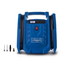 Kompressor Airforce 7 SC Scheppach - 230V & 12V Anschluss | 8 bar Arbeitsdruck | 24L/min | ölfrei & mobil | LCD Display | inkl. Reifenfüller & Adapter