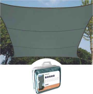 Perel Schattentuch, wasserabweisend, 3,6 x 3,6 m, 160 g/m², Polyester, quadratisch, grün-grau