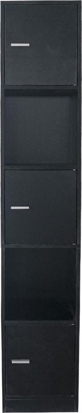 Säulenschrank Bad - Stauschrank Bad Schlafzimmer oder Flur - 180 cm hoch - schwarz
