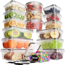 Strex Food Storage Containers - Meal Prep Containers - Kunststoff-Gefrierschrank-Container - mit Deckel - 18 Stück Set - BPA Free Microwave Containers