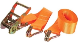Toolland Zurrgurt, zweiteilig, mit Ratsche und J-Haken, zur Sicherung mittlerer Lasten, max 1000 kg, Polyester, orange, 4,5 m x 50 mm, 1 Stück
