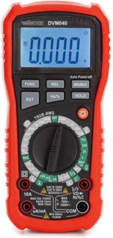 Velleman Digitalmultimeter, Data Hold, berührungslose Spannungserkennung, mit REL-Funktion, geeignet für die Messung von AC/DC-Strom, AC/DC-Spannung, Widerstand, Frequenz, Temperatur, Durchgang, inklusive Messleitungen