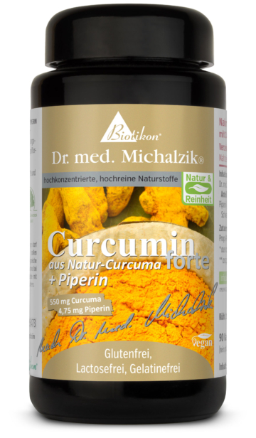 Curcumin forte aus Natur-Curcuma mit Piperin | 550mg Curcuma-Naturextrakt | 90 Kapseln |  Dr. med. Michalzik