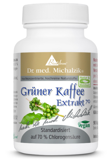 Gruener-Kaffee-70 | 600mg Green Coffee-Extrakt | 90 Kapseln |  Dr. med. Michalzik