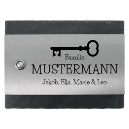 Klingelplatte aus Schiefer und Edelstahl 20 x 15 cm
