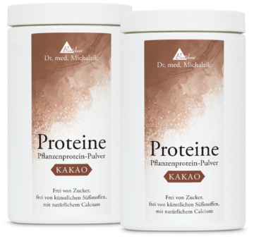 Proteine Kakao 2 Dosen | 40g Natur-Erbsenprotein | 1140g Pulver |  Dr. med. Michalzik