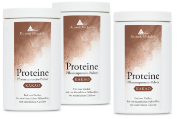 Proteine Kakao 3 Dosen | 60g Natur-Erbsenprotein | 1710g Pulver |  Dr. med. Michalzik