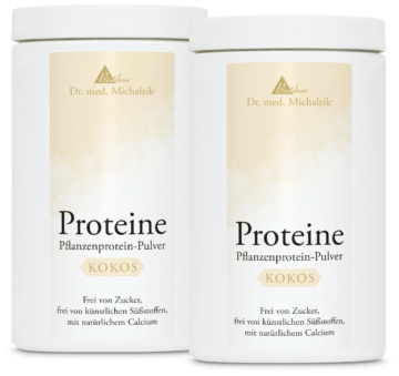 Proteine Kokos 2 Dosen | 40g Natur-Erbsenprotein | 1150g Pulver |  Dr. med. Michalzik