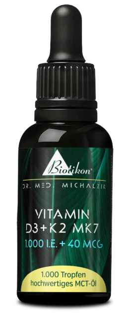 Vitamin D3 + K2 MK7 Tropfen | 1.000 I.E. + 40 μg MK7 all-trans | 30 ml (1000 Tropfen) | Dr. med. Michalzik