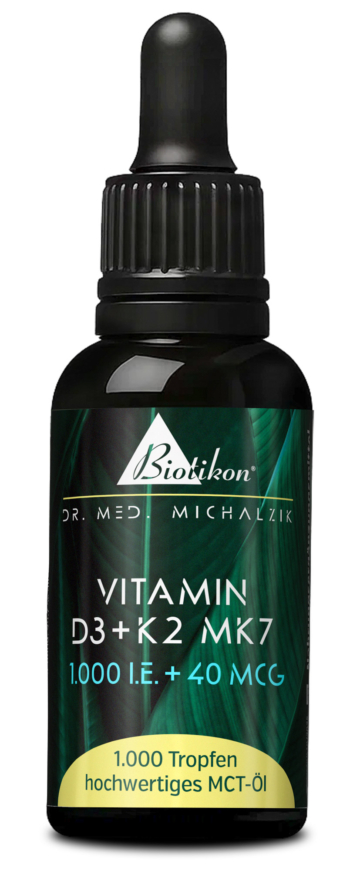 Vitamin D3 + K2 MK7 Tropfen | 1.000 I.E. + 40 μg MK7 all-trans | 30 ml (1000 Tropfen) | Dr. med. Michalzik