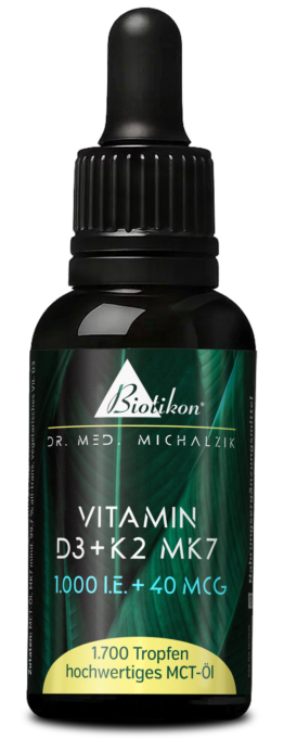 Vitamin D3 + K2 MK7 Tropfen | 1.000 I.E. + 40 μg MK7 all-trans | 50 ml (1700 Tropfen) | Dr. med. Michalzik