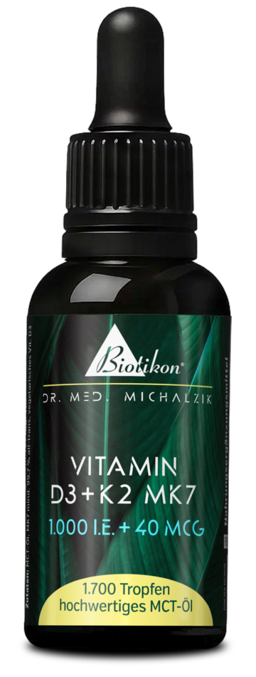 Vitamin D3 + K2 MK7 Tropfen | 1.000 I.E. + 40 μg MK7 all-trans | 50 ml (1700 Tropfen) | Dr. med. Michalzik