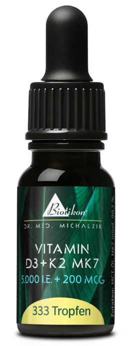 Vitamin D3 + K2 MK7 Tropfen | 5.000 I.E. + 200 μg MK7 all-trans | 10 ml (333 Tropfen) | Dr. med. Michalzik