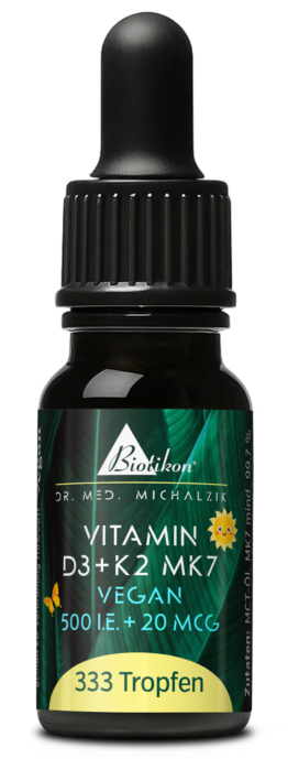 Vitamin D3 + K2 MK7 Tropfen vegan (Kinder) | 500 I.E. + 20 μg MK7 all-trans | 10 ml (333 Tropfen) | Dr. med. Michalzik