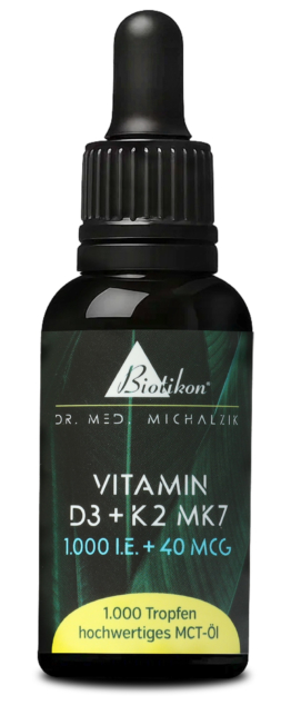 Vitamin D3 + K2 Tropfen vegan | 1000 I.E. + 40 μg MK7 all-trans | 30 ml (1000 Tropfen) | Dr. med. Michalzik