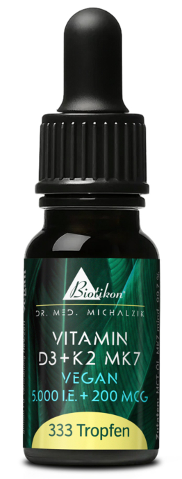 Vitamin D3 + K2 Tropfen vegan | 5000 I.E. + 200 μg MK7 all-trans | 10 ml (333 Tropfen) | Dr. med. Michalzik